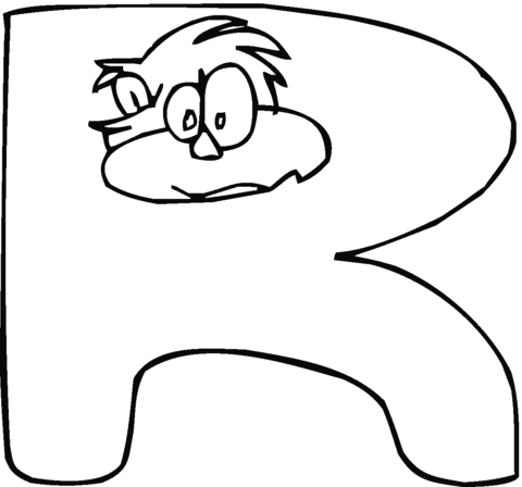 Monkey In Letter R Coloring Page